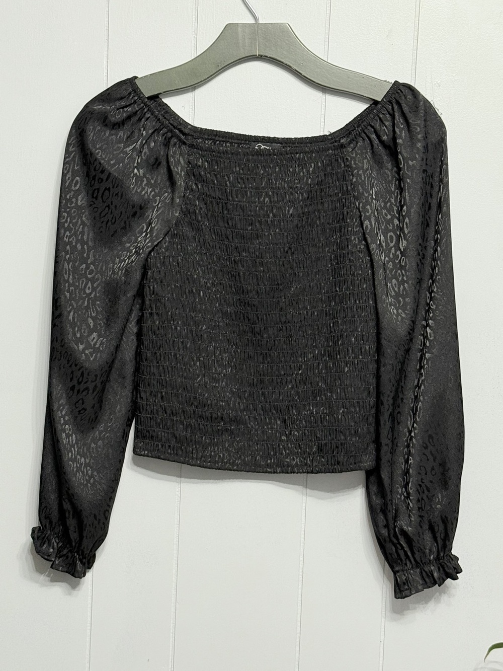 #18) Black Long-Sleeve Smocked Peasant Top